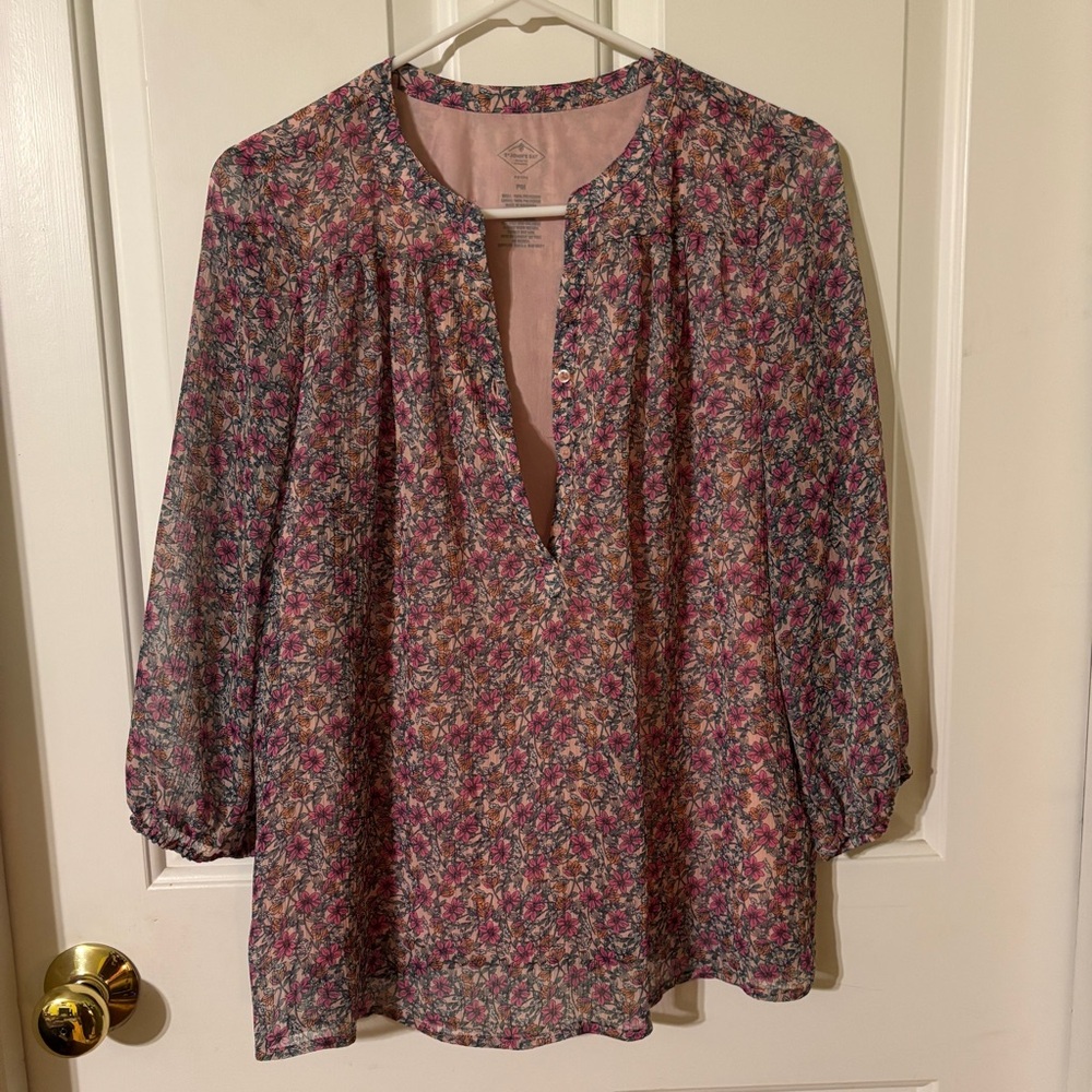 Petite Multicolor Floral Blouse